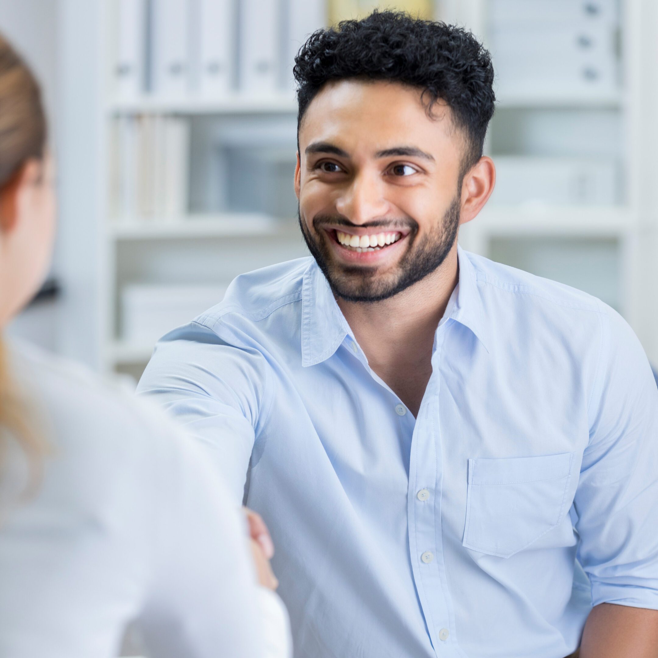 Friendly discussion in an office