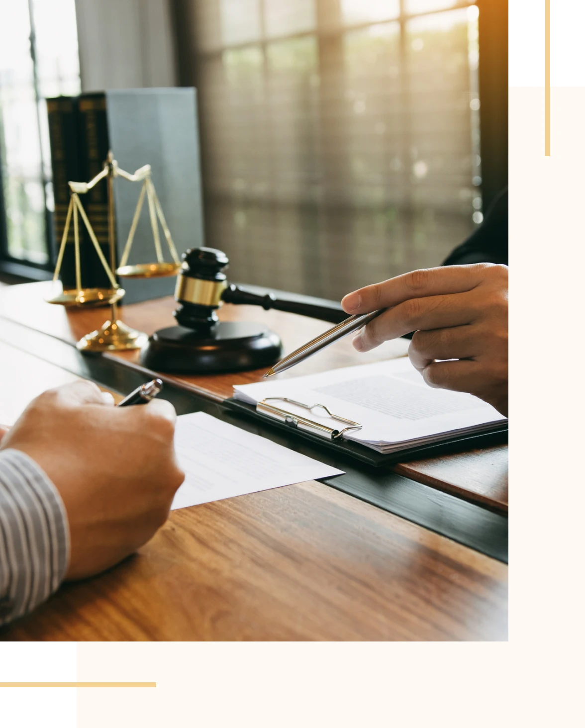 Legal consultation with gavel and scales