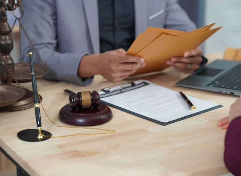 Legal professional examining paperwork